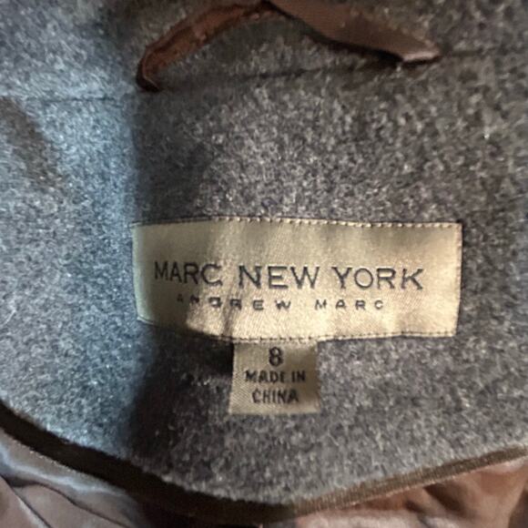 Andrew Marc New York Wool Double Breasted Pea Coat Jacket Charcoal Size 8 - Picture 3 of 7
